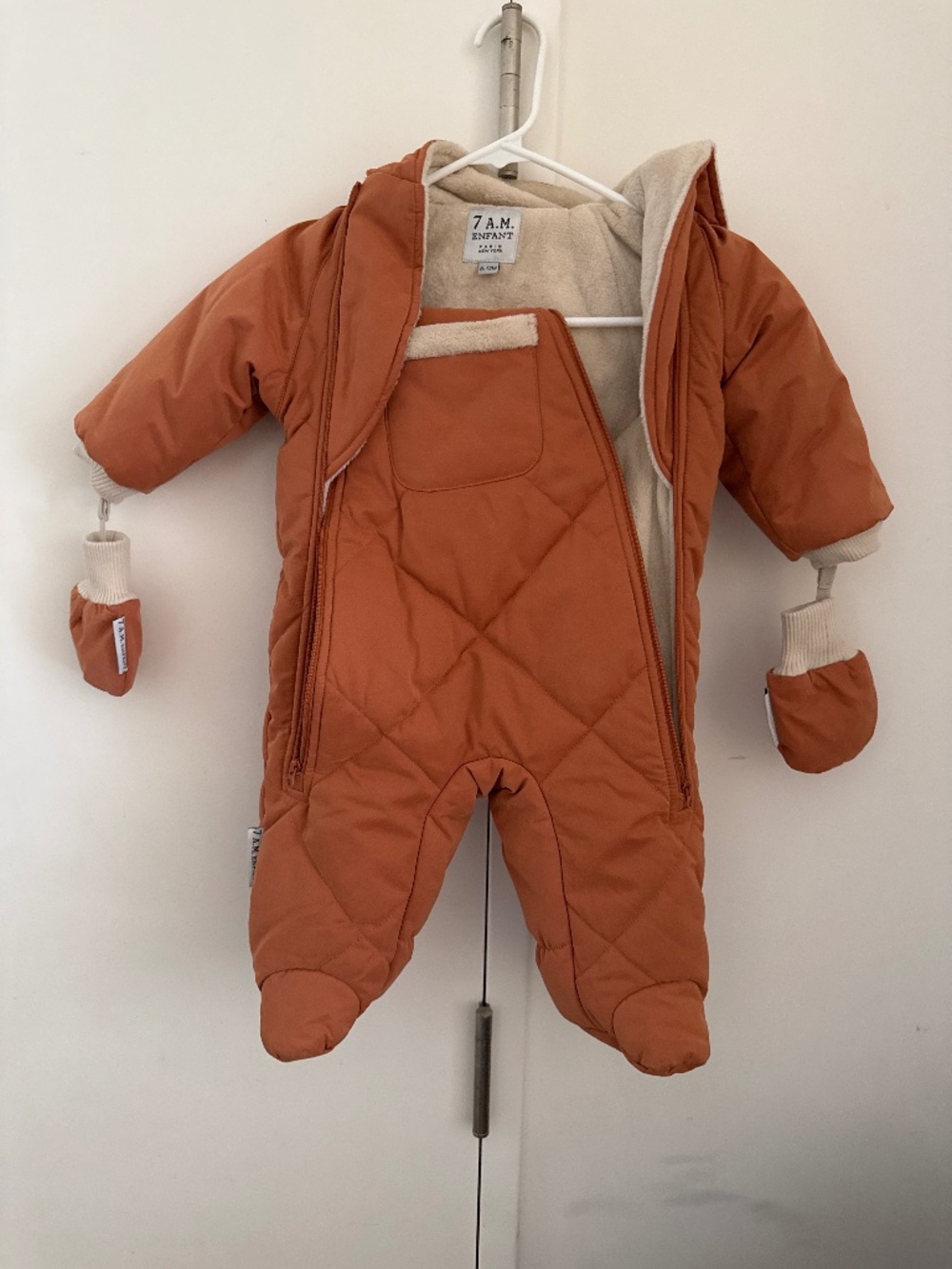 7AM Enfant Benji Snowsuit Bebe Terracotta Spiced 6-12M EUC